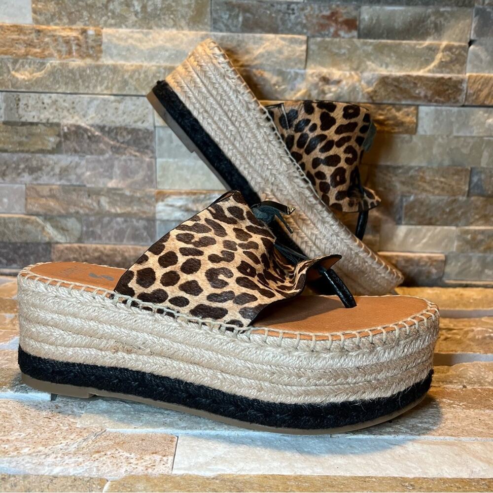 Franco Sarto Malia Platform Leather Leopard Print Shoes Women's Size 8